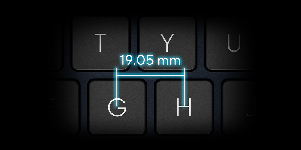 Full-sized keyboard 19.05 mm