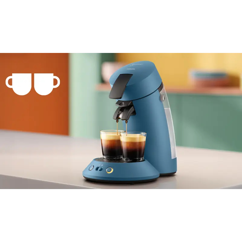 Die Kaffeepadmaschine, die zwei Tassen gleichzeitig zubereitet