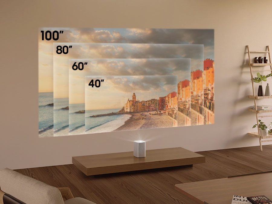 Guarda i tuoi contenuti preferiti su uno schermo fino a 100”