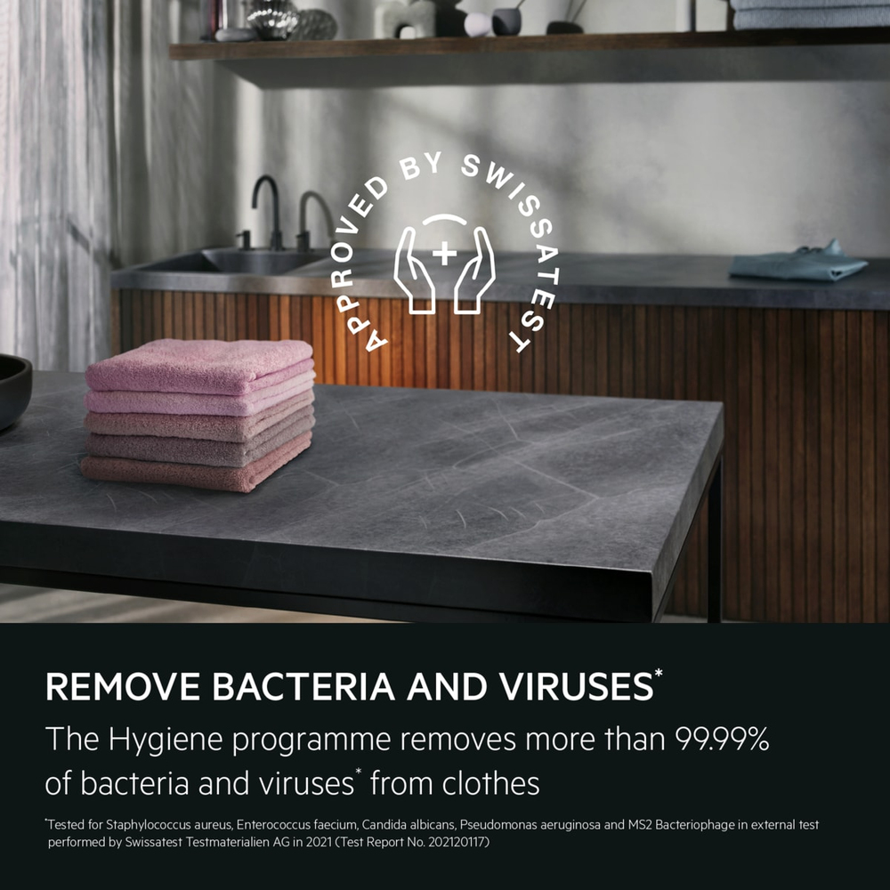 IL PROGRAMMA HYGIENE RIMUOVE PIÙ DEL 99,99% DI VIRUS E BATTERI<sup>[2]</sup>