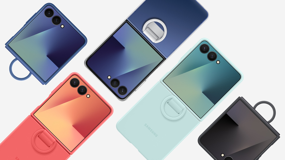 Show off your vibrant colour with Galaxy Z Flip7 Ring Case (Clear)
