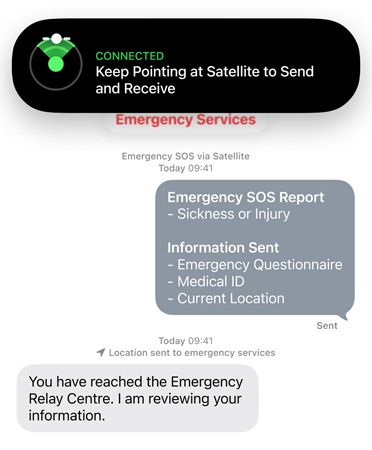 Emergency SOS via satellite