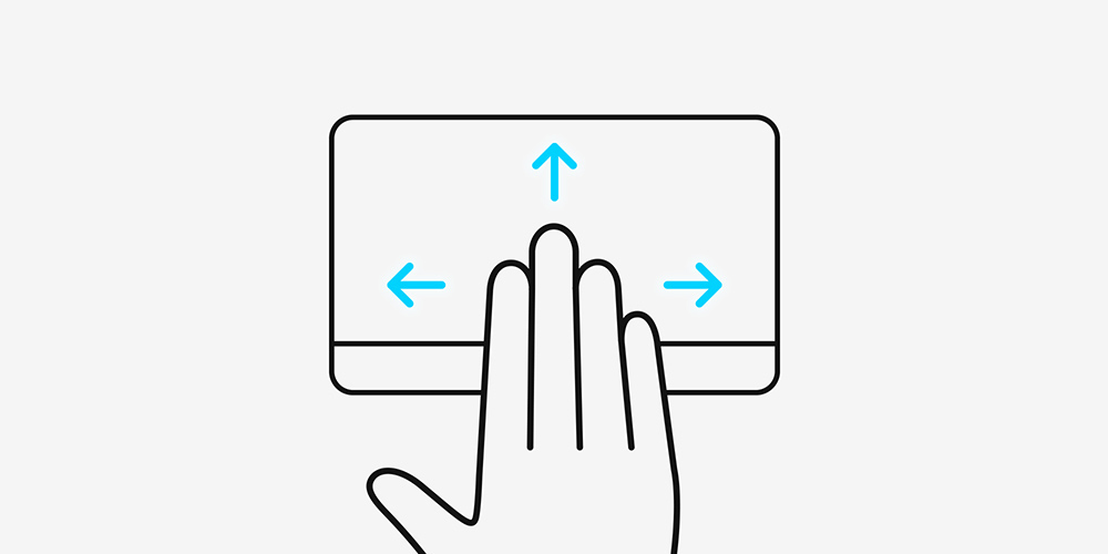 Three-finger gestures: Switch between apps