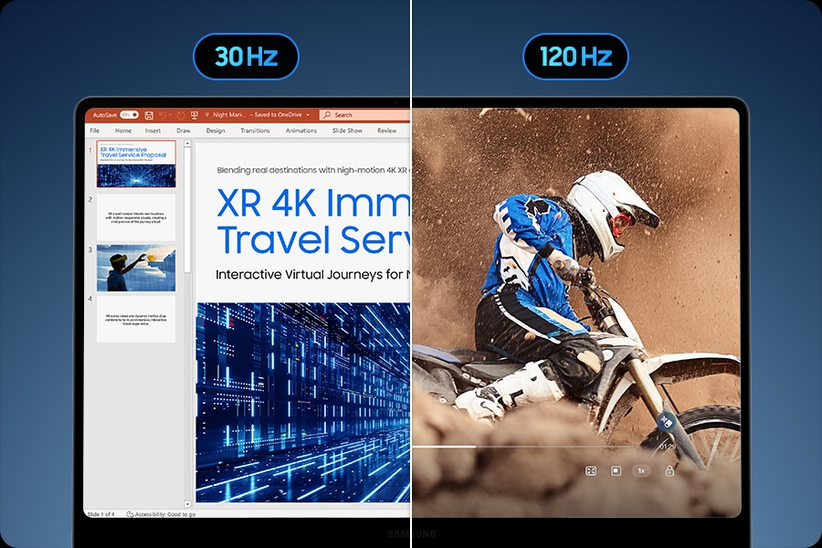 Dynamic refresh rate from 30 Hz to 120 Hz
