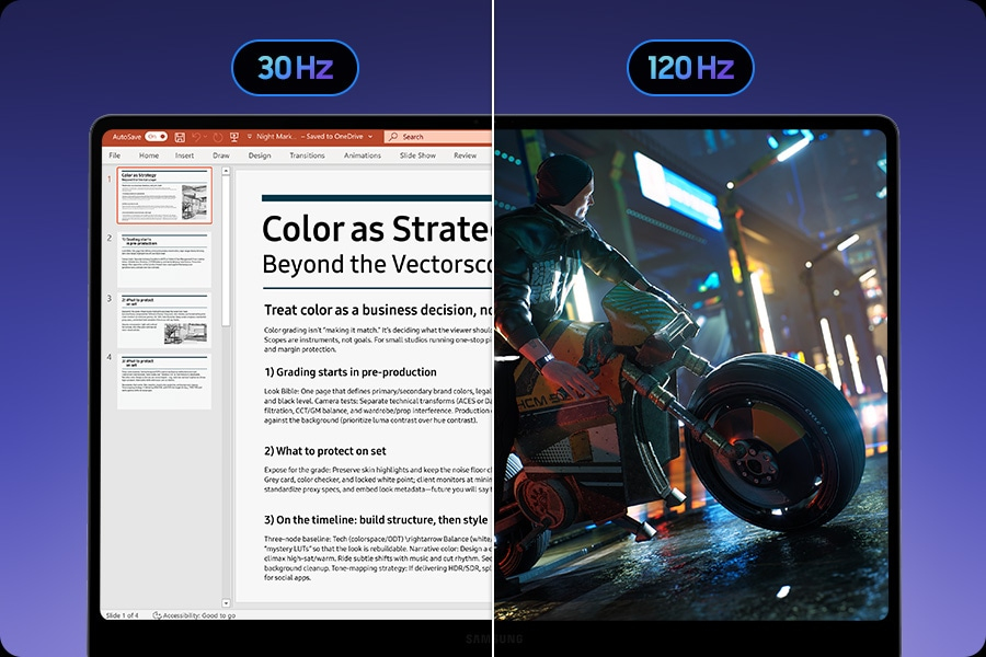 Smart dynamic refresh rate from 30 Hz to 120 Hz