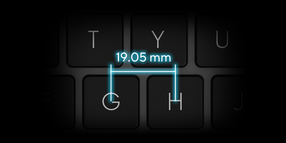 Full-sized keyboard 19.05 mm