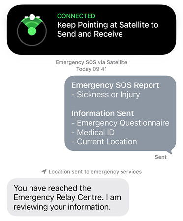 Emergency SOS via satellite