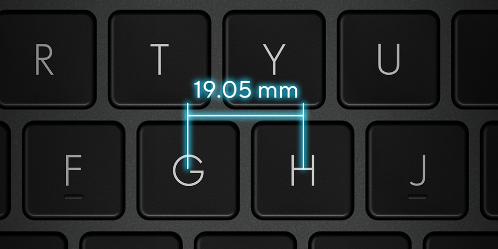 Full-sized keyboard 19.05 mm