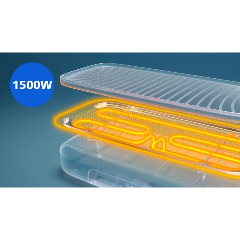 Schnelles Aufheizen und gleichmäßige Grillergebnisse mit 1.500 W