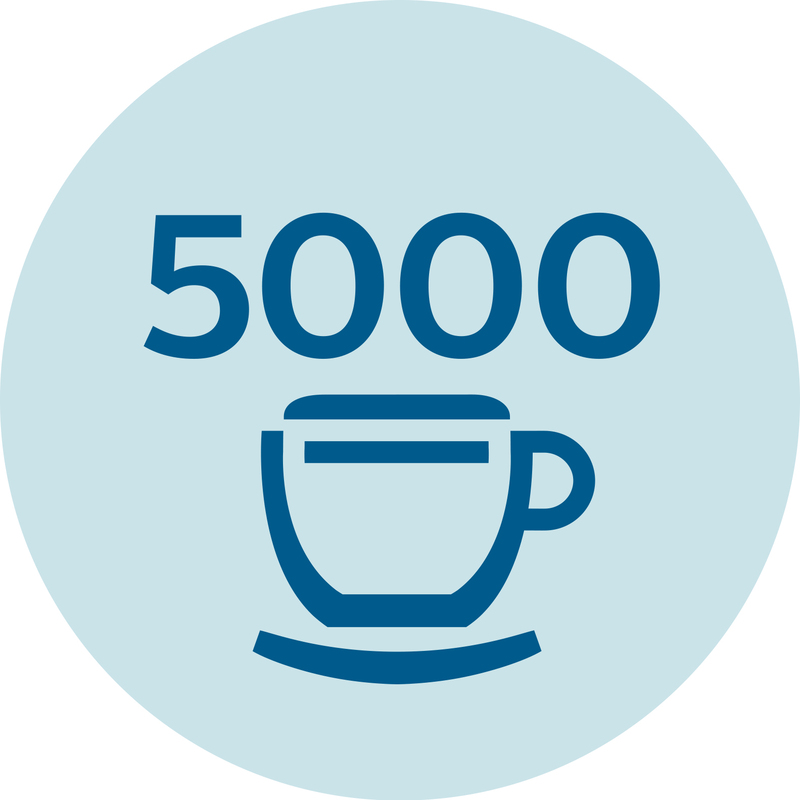 Až 5 000 šálků<br>• bez odstraňování vodního kamene díky filtru AquaClean Až 5 000 šálků<br>• bez odstraňování vodního kamene díky filtru AquaClean