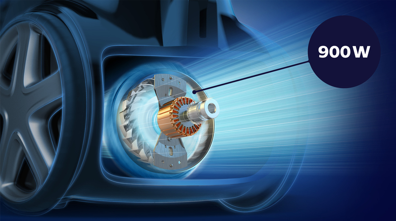 Motore da 900W, aspirazione potente