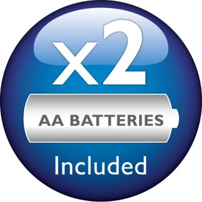 2 Philips AA-Batterien sind im Lieferumfang enthalten