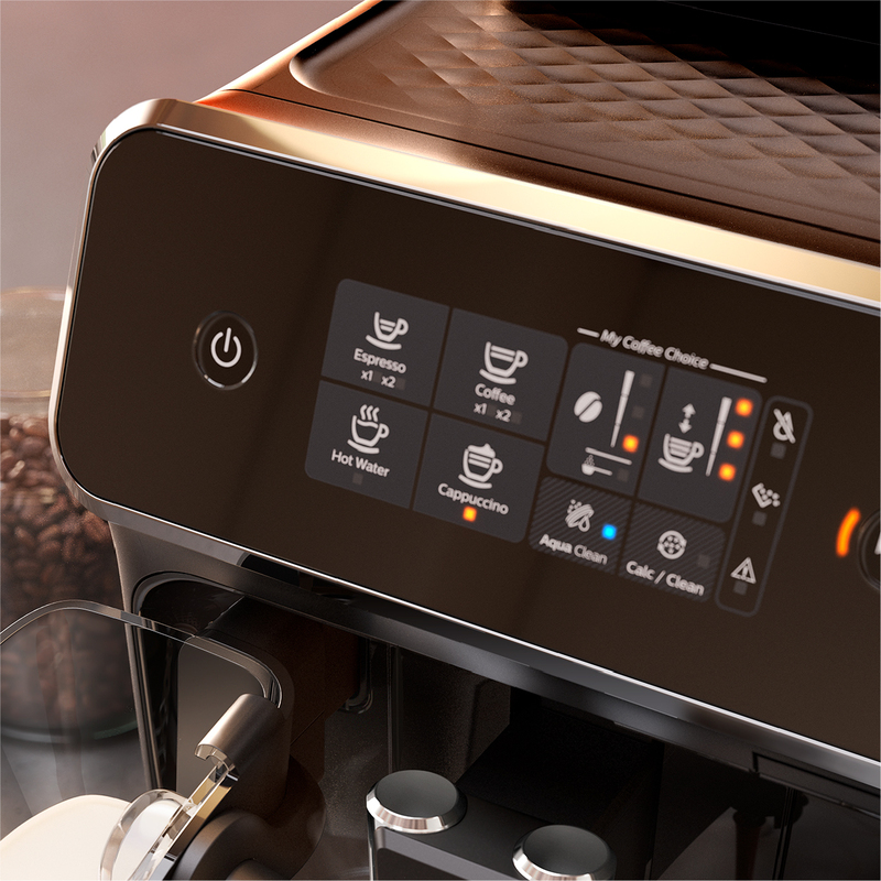 Facile scelta delle tue varietà di caffè preferite grazie al display touch intuitivo