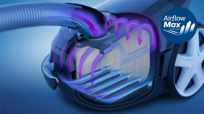 Revolutionäre AirflowMax Technologie für starke Saugleistung