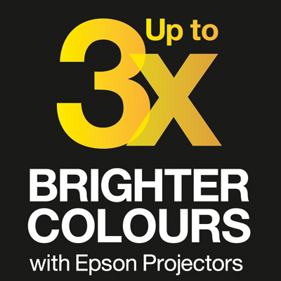 Up to three times brighter colours with Epson projectors<sup>2</sup>