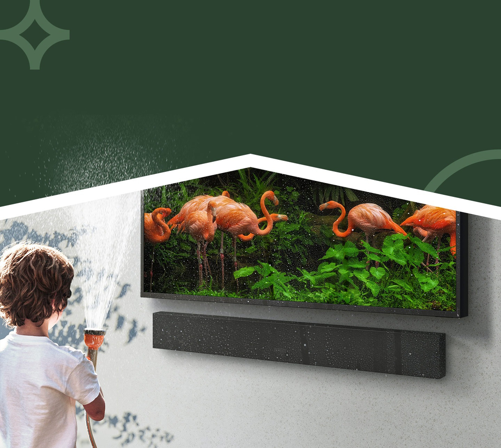 A soundbar designed for outdoor living