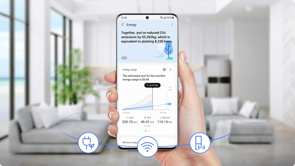 Überwacht und verwaltet den Energieverbrauch von smarten vernetzten Geräten für einen energieeffizienten Umgang im Zuhause.