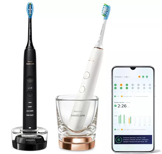 Philips Sonicare DiamondClean 9000 series DiamondClean 9000 HX9914/57 2-pack sonic electric toothbrush with charger & app – image 4