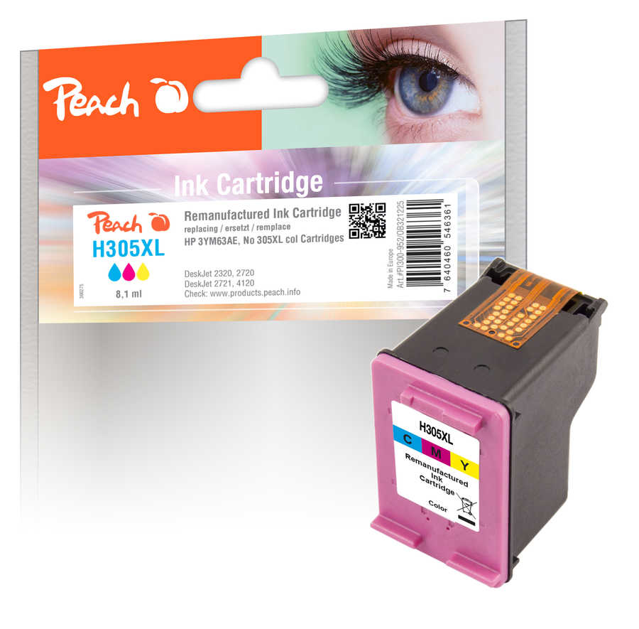 Peach H305XL ink cartridge 1 pc(s) Compatible High (XL) Yield Cyan, Magenta, Yellow