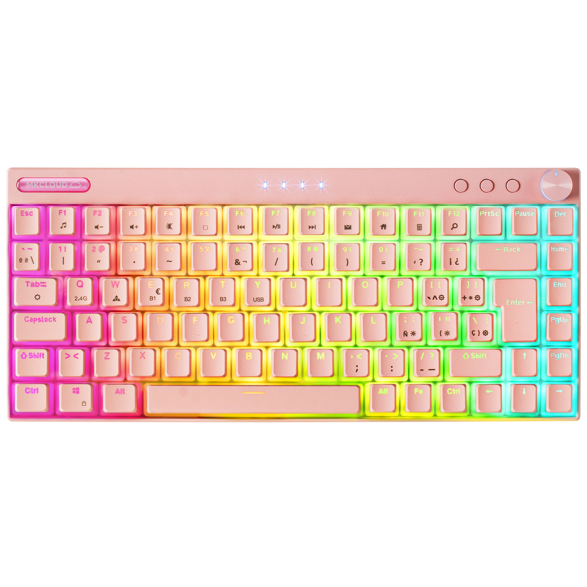 Mars Gaming MKCLOUD Wireless RGB Keyboard Pink Switch Red Spanish
