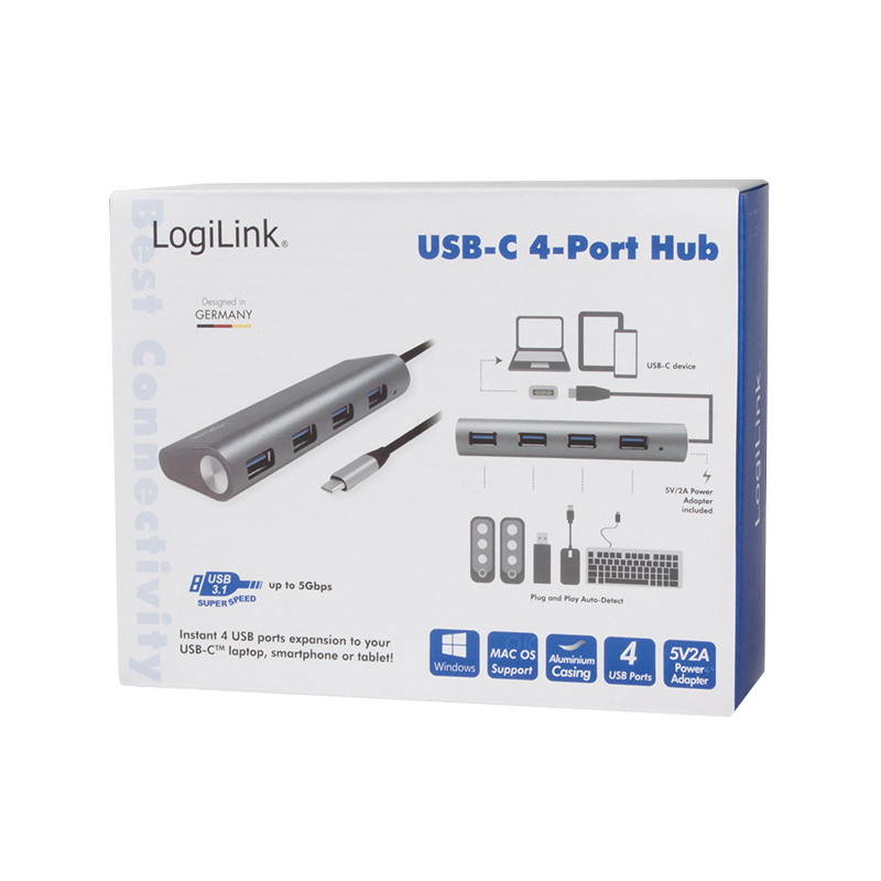 LogiLink UA0309 interface hub USB 3.2 Gen 1 (3.1 Gen 1) Type-C 5000 Mbit/s Grey – image 6