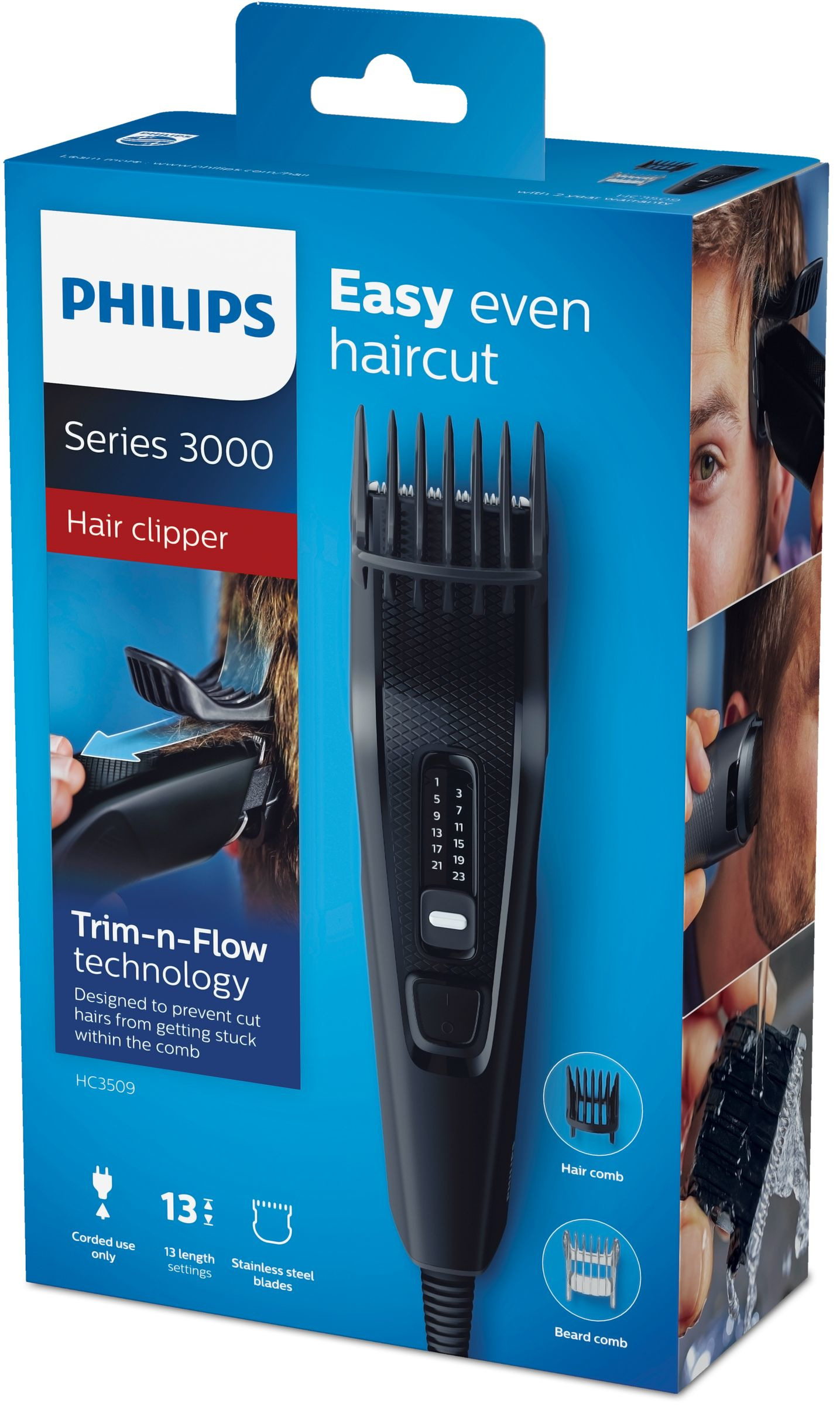 Philips HAIRCLIPPER Series 3000 HC3509/15 hair trimmers/clipper Black 13 – image 2