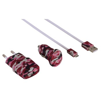 Hama 00138224 mobile device charger Universal Camouflage, Pink USB Auto, Indoor