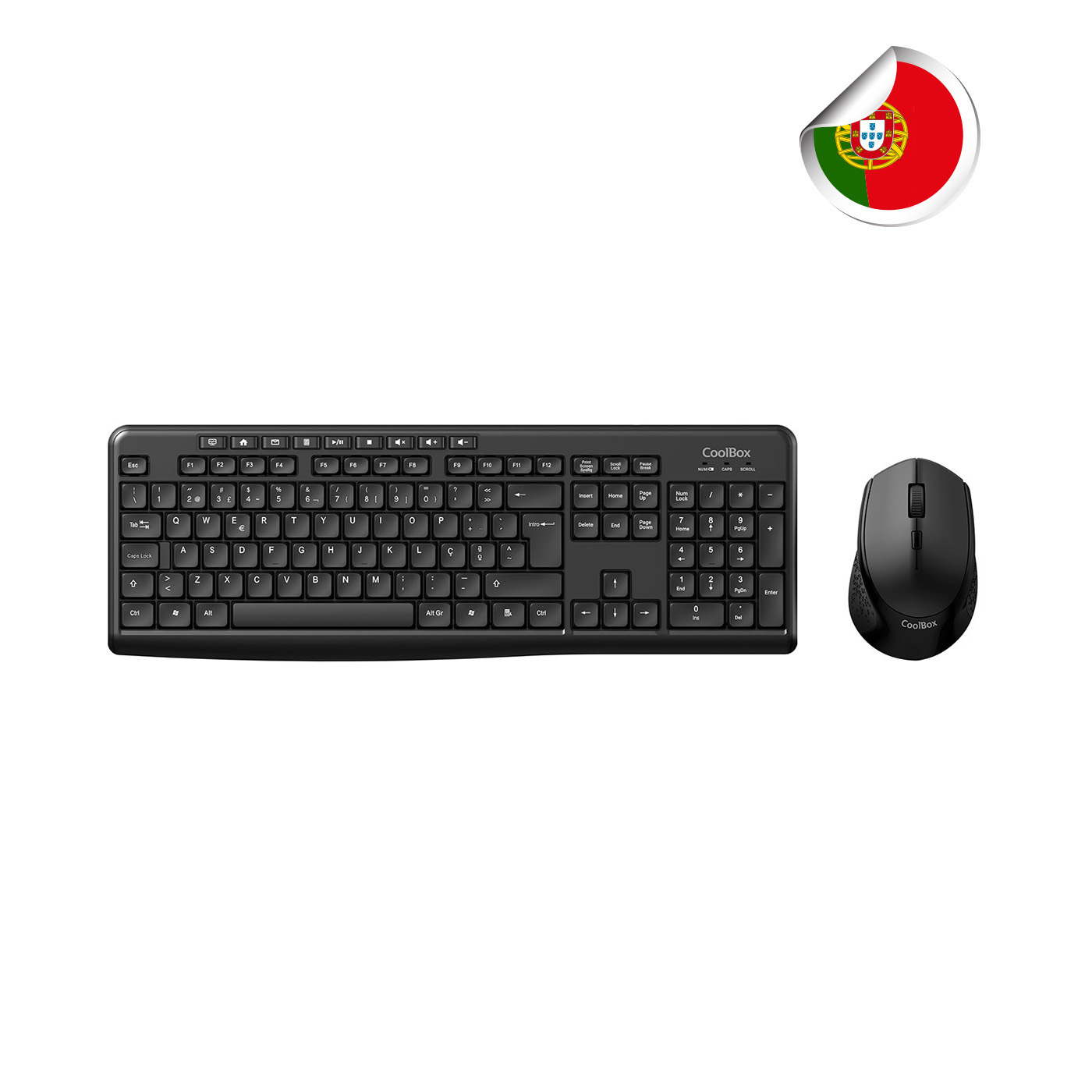 CoolBox COO-KTR-03WPT keyboard Mouse included Home/Office RF Wireless + USB QWERTY Portuguese Black