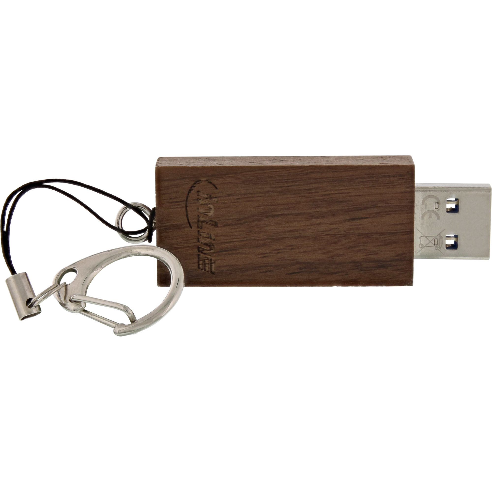 InLine USB 3.0 Flash drive, woodline walnut, with Keychain – image 3