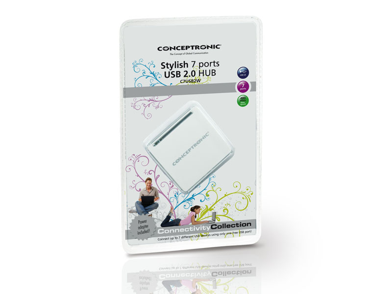 Conceptronic Stylish 7 Ports Powered USB Hub – image 2