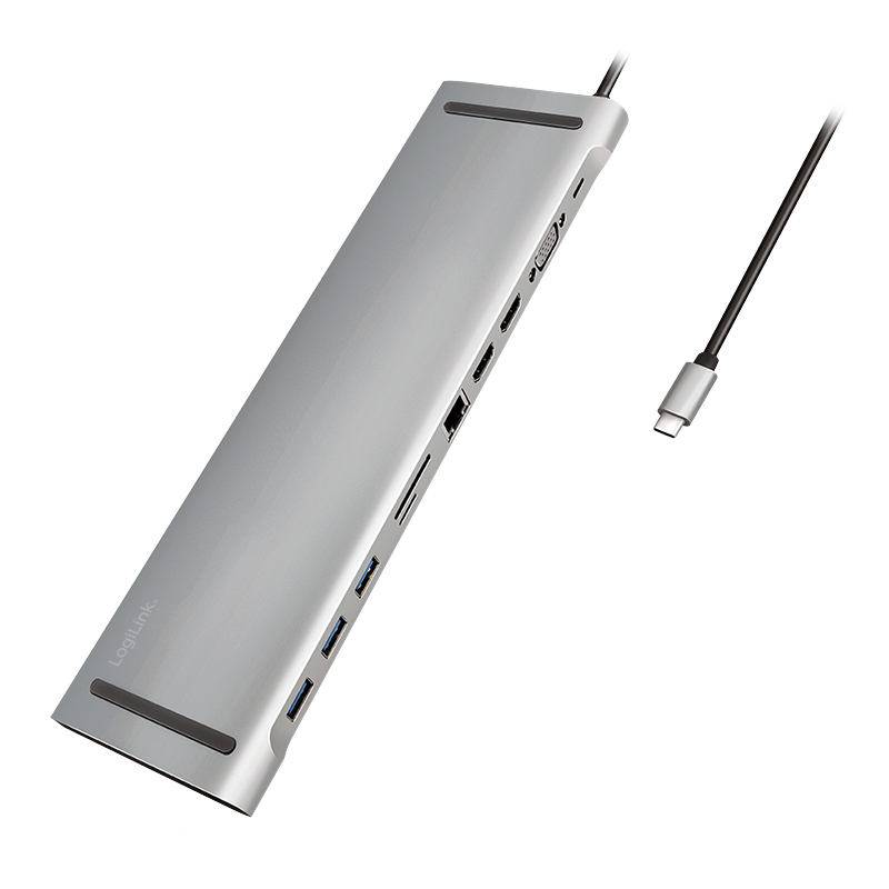 LogiLink UA0373 laptop dock/port replicator Wired USB 3.2 Gen 1 (3.1 Gen 1) Type-C Aluminium – image 1