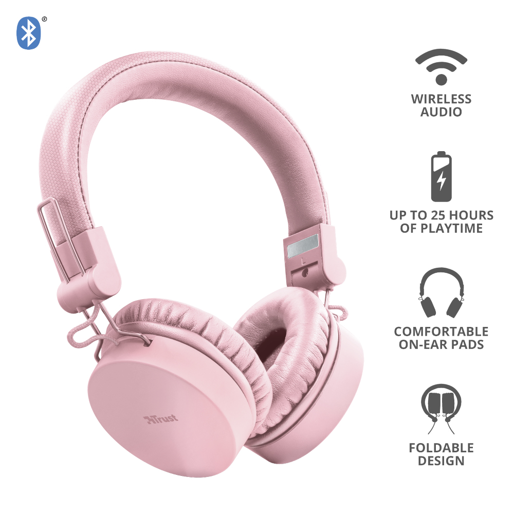 Trust 23910 headphones/headset Wired & Wireless Head-band Music Micro-USB Bluetooth Pink – image 7