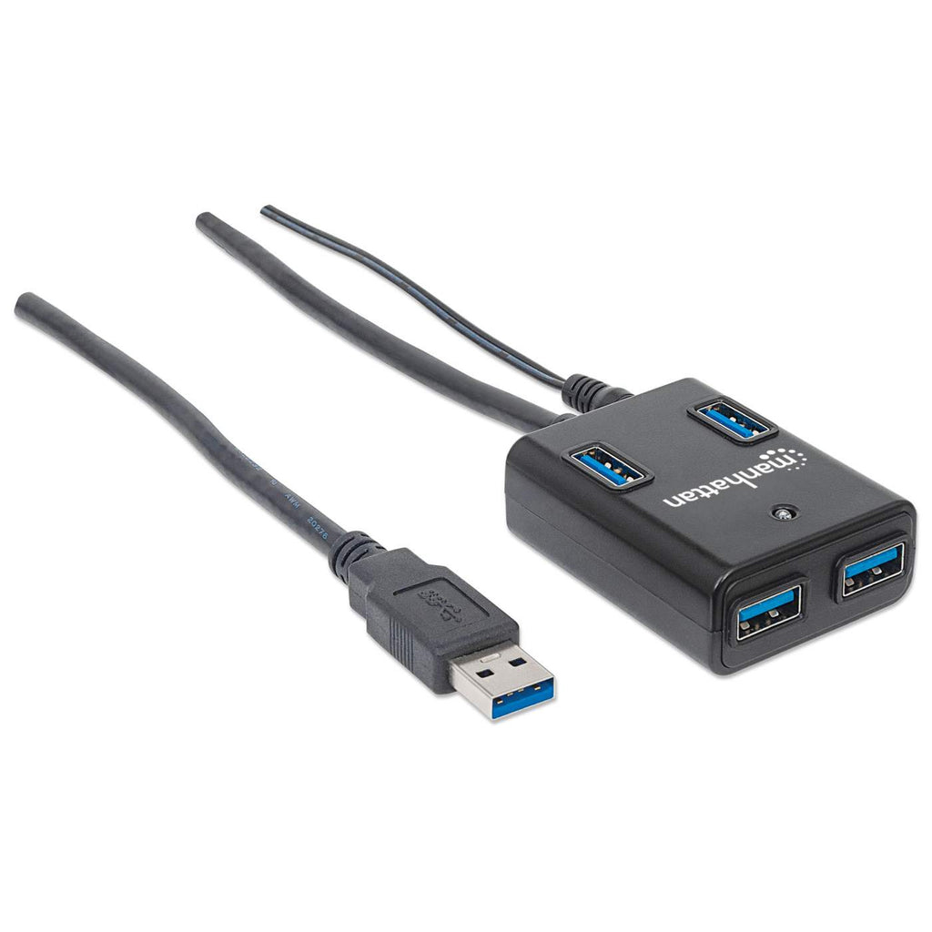 Manhattan USB-A 4-Port Hub, 4x USB-A Ports, 5 Gbps (USB 3.2 Gen1 aka USB 3.0), AC or Bus Power, Fast charge up to 0.9A per port with inc power adapter, SuperSpe – image 2