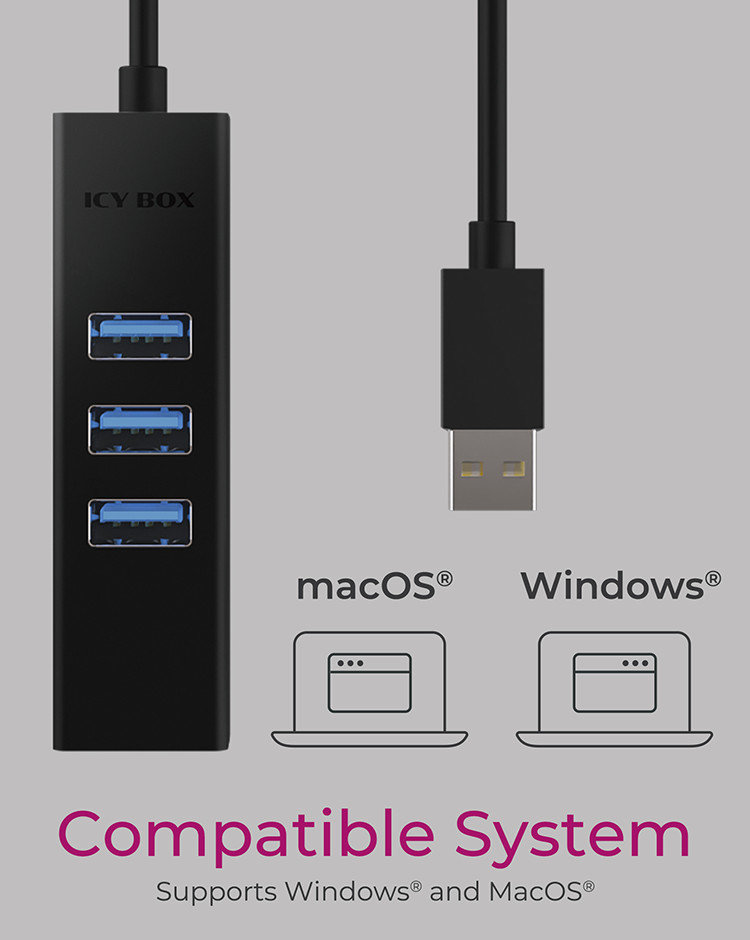 ICY BOX IB-HUB1419-LAN USB 3.2 Gen 1 (3.1 Gen 1) Type-A Black – image 4