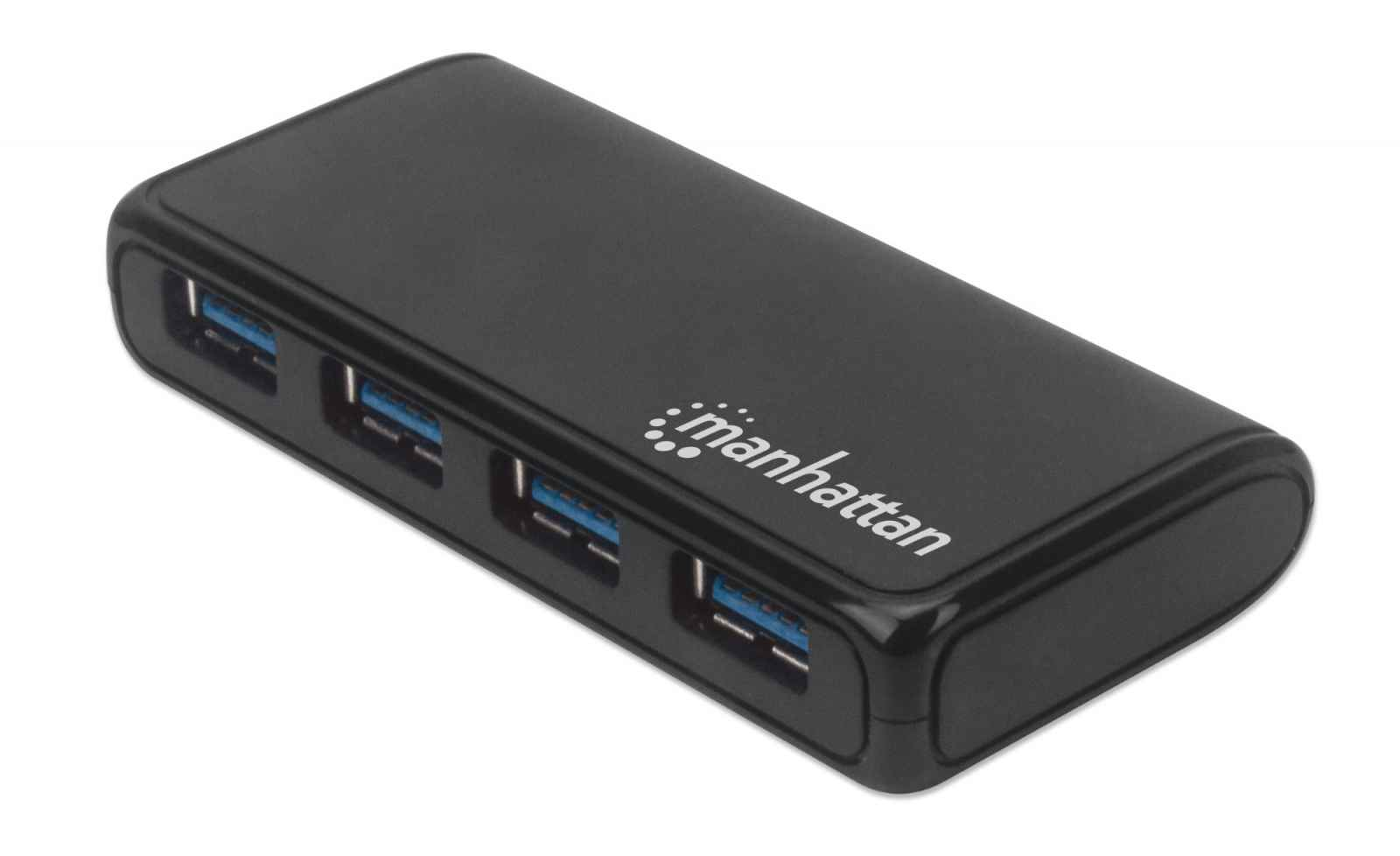 Manhattan MH USB 3.0 4 Port Hub with Extra Power (Euro 2-pin plug) – image 1
