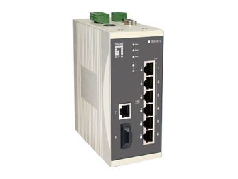 LevelOne 4 x 802.3af PoE + 3 FE+ 1 MM SC Unmanaged Switch -10 ~ 60C, DIN-rail