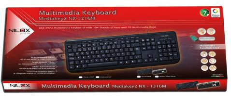Nilox 10NXKB3526006 keyboard USB + PS/2 Black – image 2