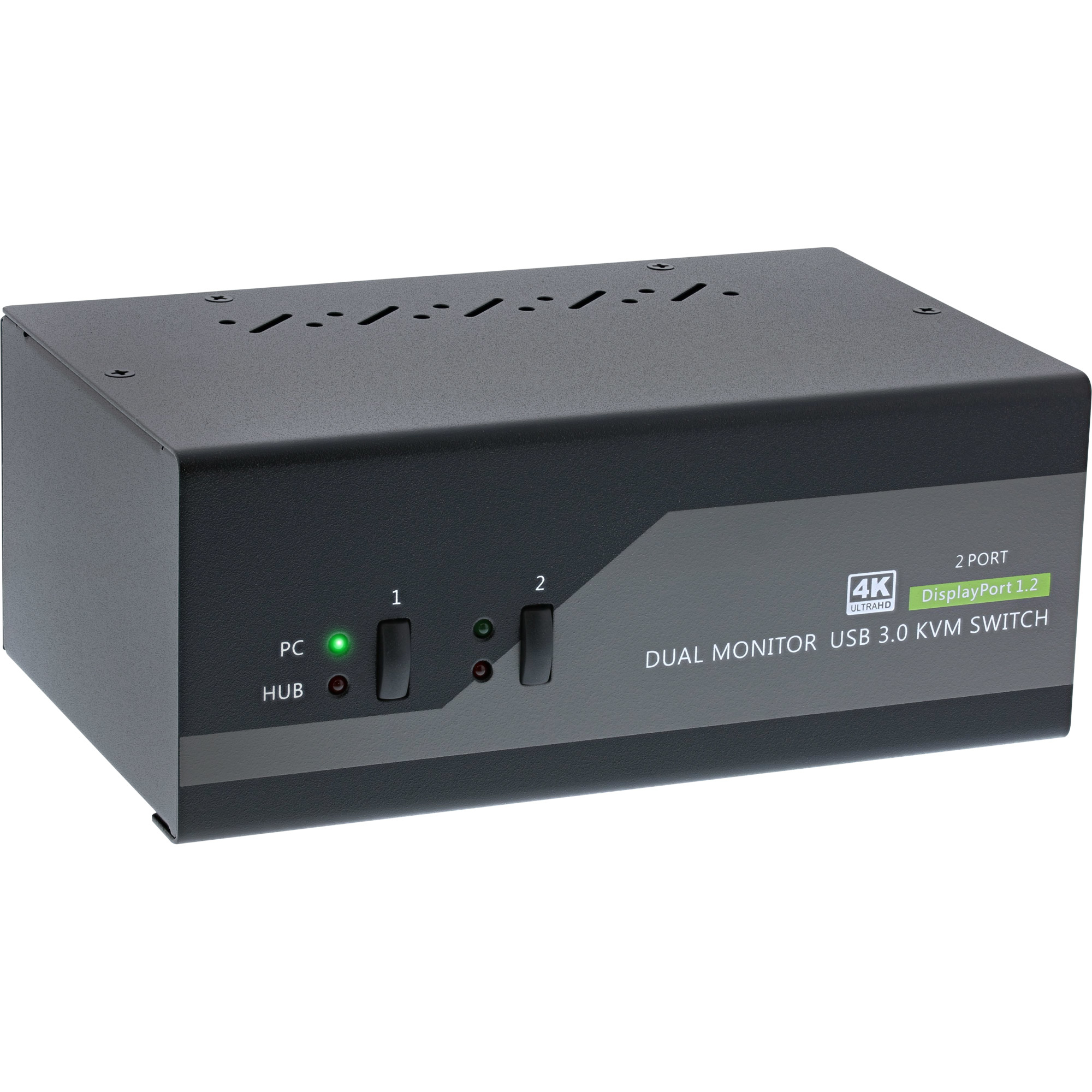 InLine KVM Desktop Switch, 2-port, Dual Monitor DP 1.2, 4K, USB 3.0, Audio – image 1