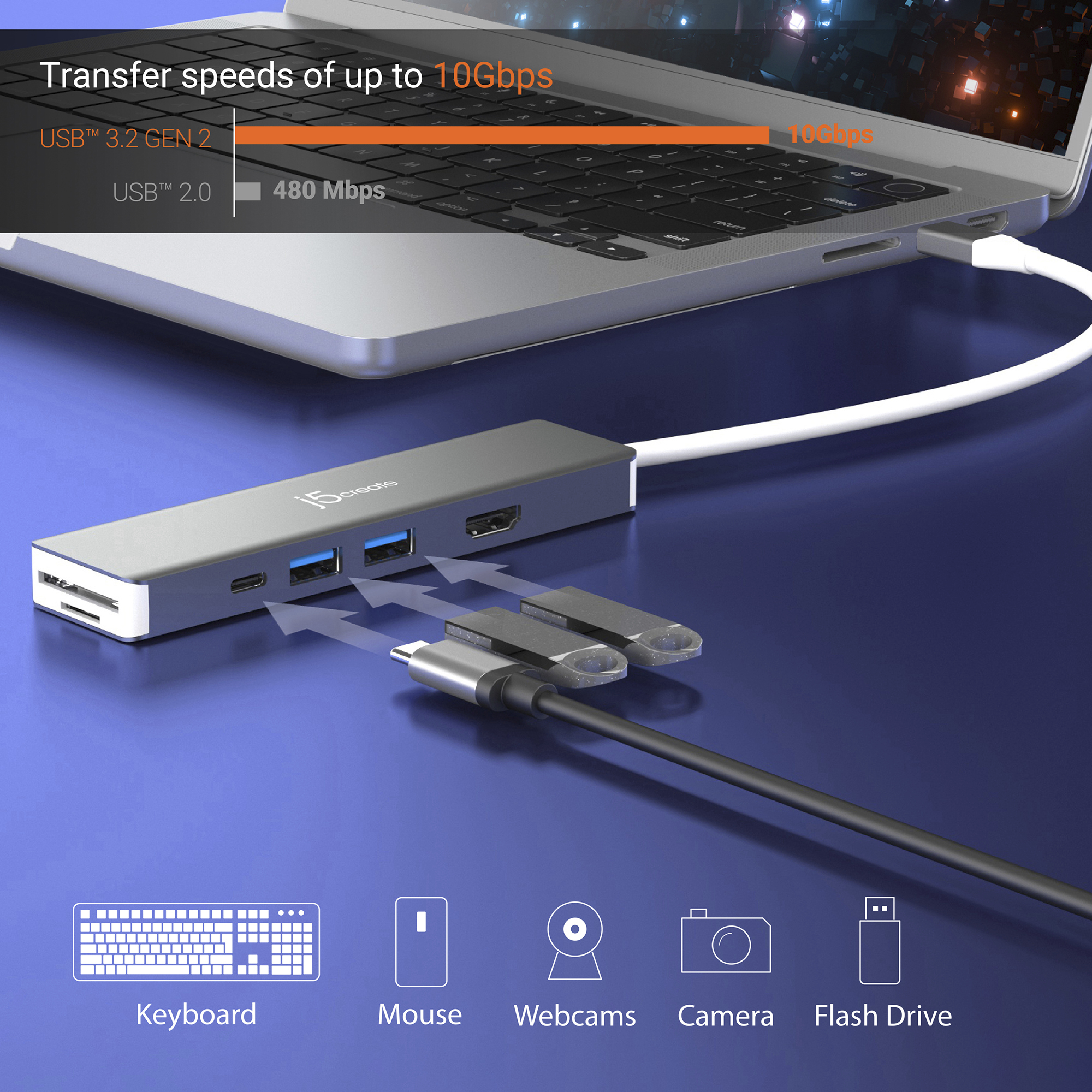 j5create JCD390 4K60 Elite USB-C® 10Gbps Multi-Adapter, Black – image 9