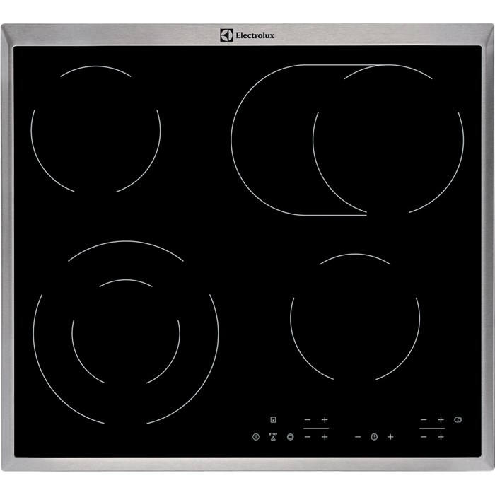 Electrolux EHF6346XOK Black, Stainless steel Built-in Ceramic hob 4 zone(s)