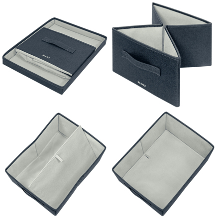 Leitz Aufbewahrungsbox aus Stoff mit Deckel mittel Samtgrau 2er-Pack – Foto 5 von 6
