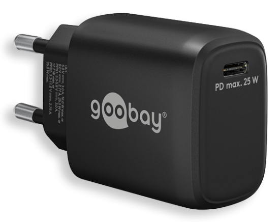 Tolerate USB-C™ PD GaN FAST CHARGER (25W) POWERED BY GOOBAY BLK
