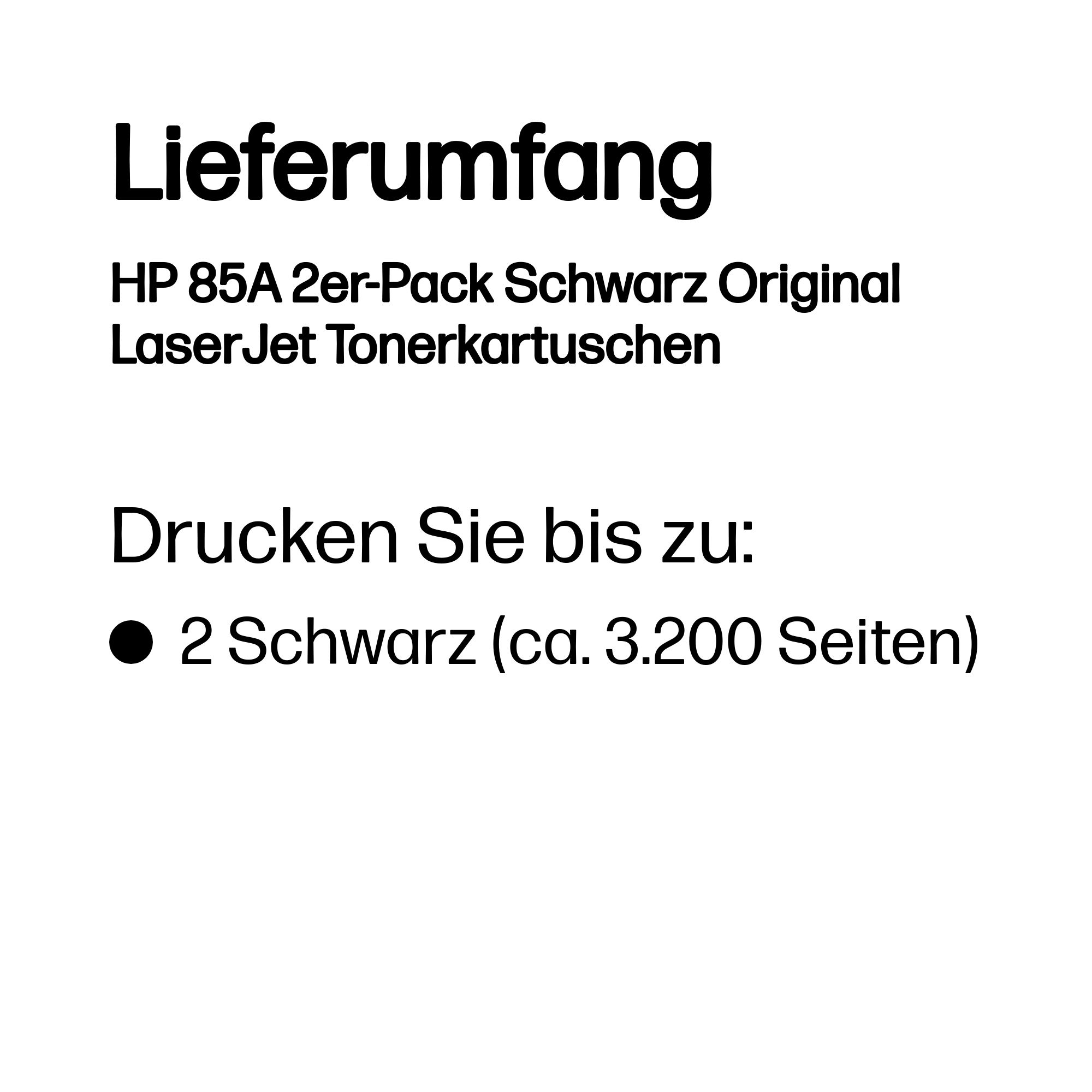 85A 2er-Pack Schwarz Original LaserJet Tonerkartuschen