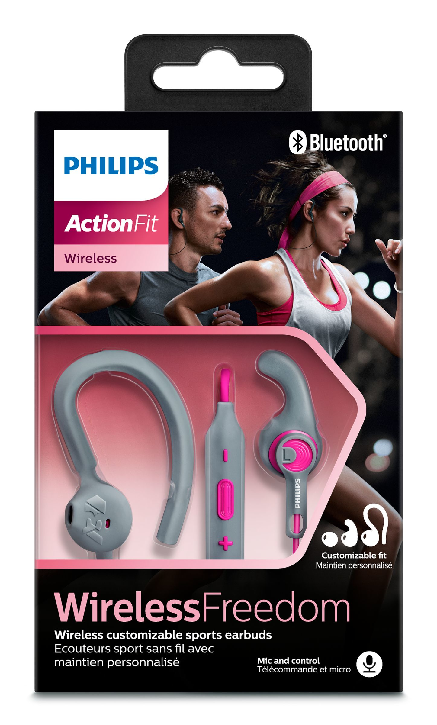 Philips SHQ7555PK/10 headphones/headset Wireless Ear-hook, In-ear Bluetooth Grey, Pink – image 2