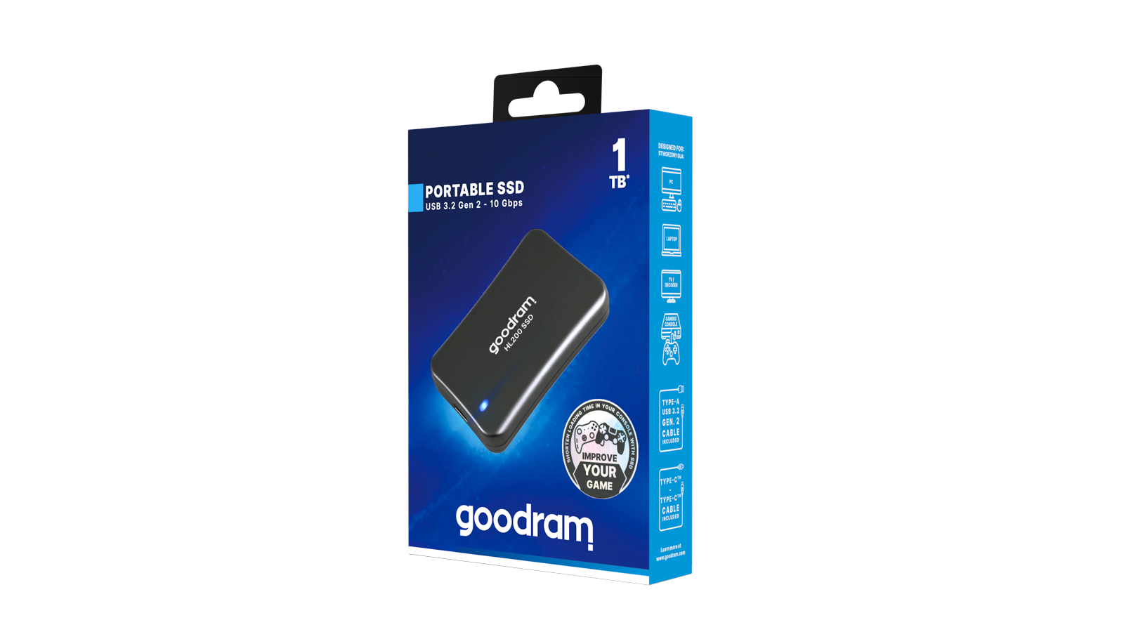 Goodram SSDPR-HL200-01T external solid state drive 1 TB USB Type-C 3.2 Gen 2 (3.1 Gen 2) Grey image 3