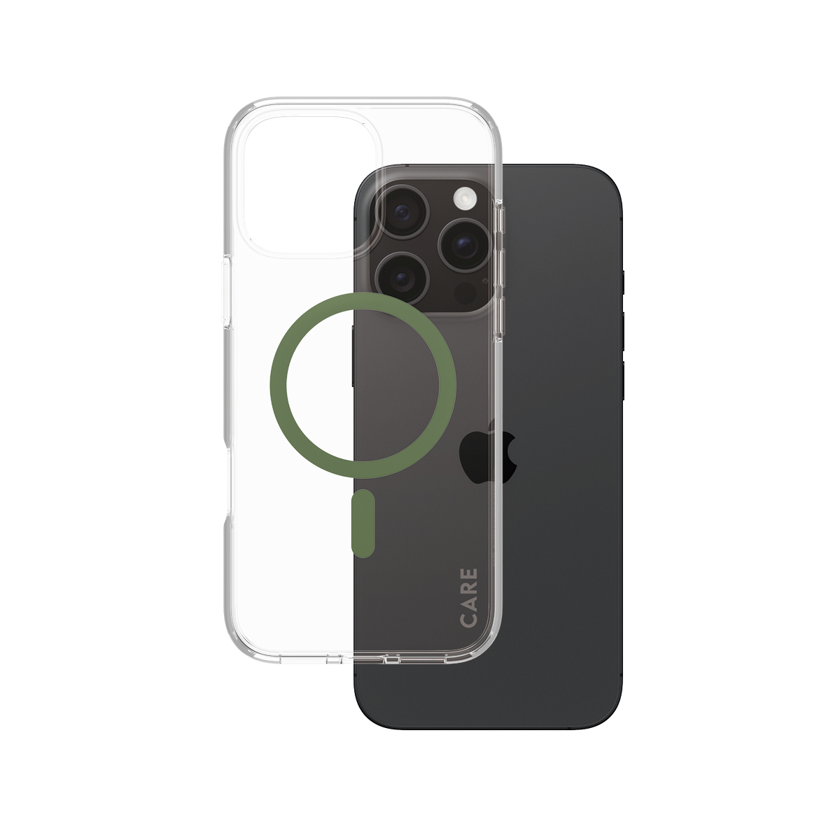 PanzerGlass CARE™ by ® Urban Combat Case Transparent w. Green MagSafe iPhone 16 Pro Max