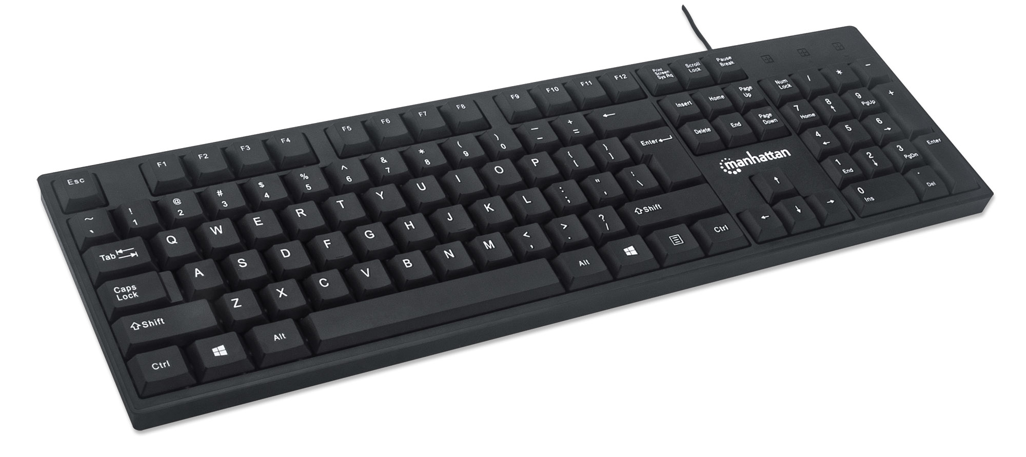 Manhattan Keyboard USB Wired, Black, Full Size Keys, Cable 1.5m, USB-A connection, Plug and Play, Three Year Warranty – image 2