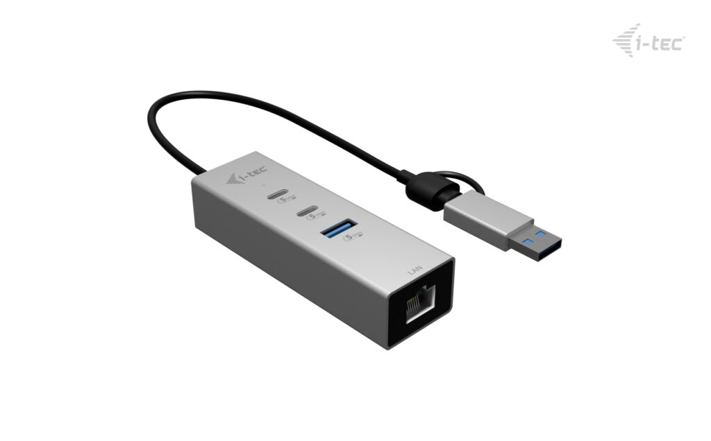 i-tec USB-C/USB-A Metal HUB 3 (2x USB-C, 1x USB-A) Port + 2.5GLAN