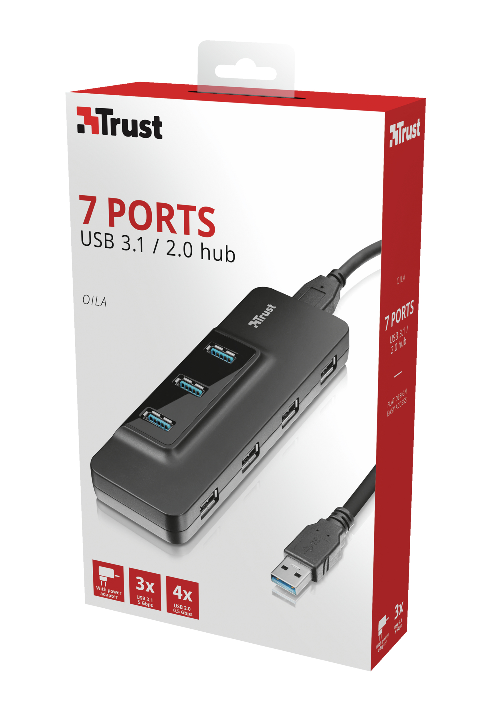 Trust 21807 interface hub USB 3.2 Gen 1 (3.1 Gen 1) Type-A 5000 Mbit/s Black – image 6