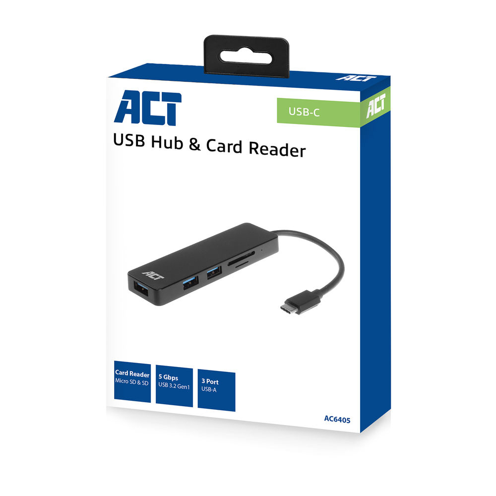 ACT USB-C hub 3.0 3 port, USB-A, card reader – image 5
